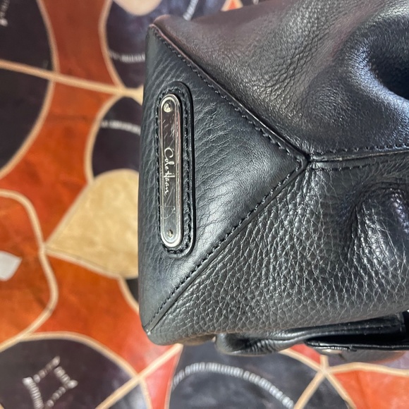 Cole Haan Large Black Pebbled Leather Saddle Bag - Picture 3 of 16